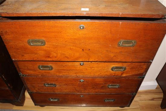 A Victorian mahogany campaign chest, W.99cm